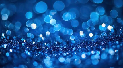 Sticker - Abstract blue bokeh background with sparkling glitter.