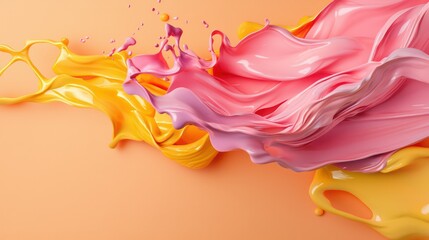 Aufkleber - A splash of paint with a yellow and pink swirl. The colors are bright and vibrant, creating a sense of energy and excitement. The image is abstract and artistic