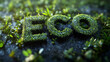 © Alex Alex - 3D rendering of letters 'ECO' made of grass, eco-banner.