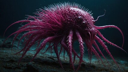 Wall Mural - a purple jellyfish on a background of a dark sea surface