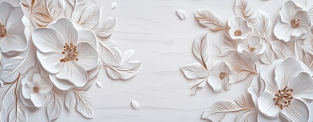 Wall Mural - Watercolor pink, blue, lilac spots on a white background. Shiny flowers and twigs. Luxury wallpaper.