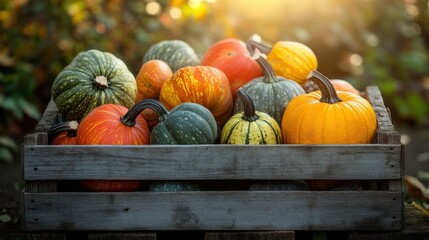 Poster - Autumn Harvest: A Cornucopia of Vibrant Gourds and Pumpkins