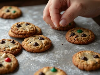 Hand holding freshly baked cookies, perfect for holiday celebrations.