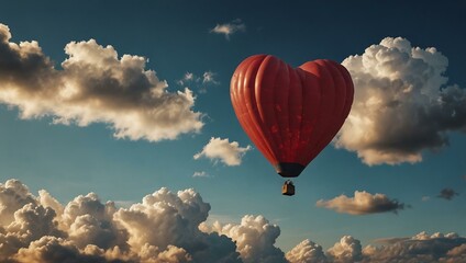 Poster - Heart-shaped balloon drifting in the sky.