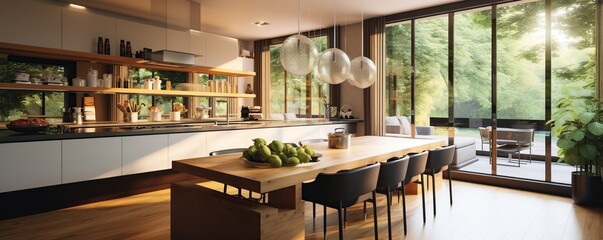 Poster - Modern Kitchen with Patio Views