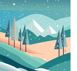 © RomanR - Fir trees forest, mountains and snow is a winter landscape, illustration eps 10. Nature vector