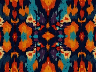 Poster - Ikat design with geometric ethnic patterns and bold colors.