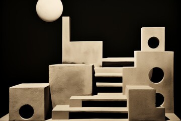 Poster - Exploring black and white contrast  emphasizing textures and shapes through light and shadow