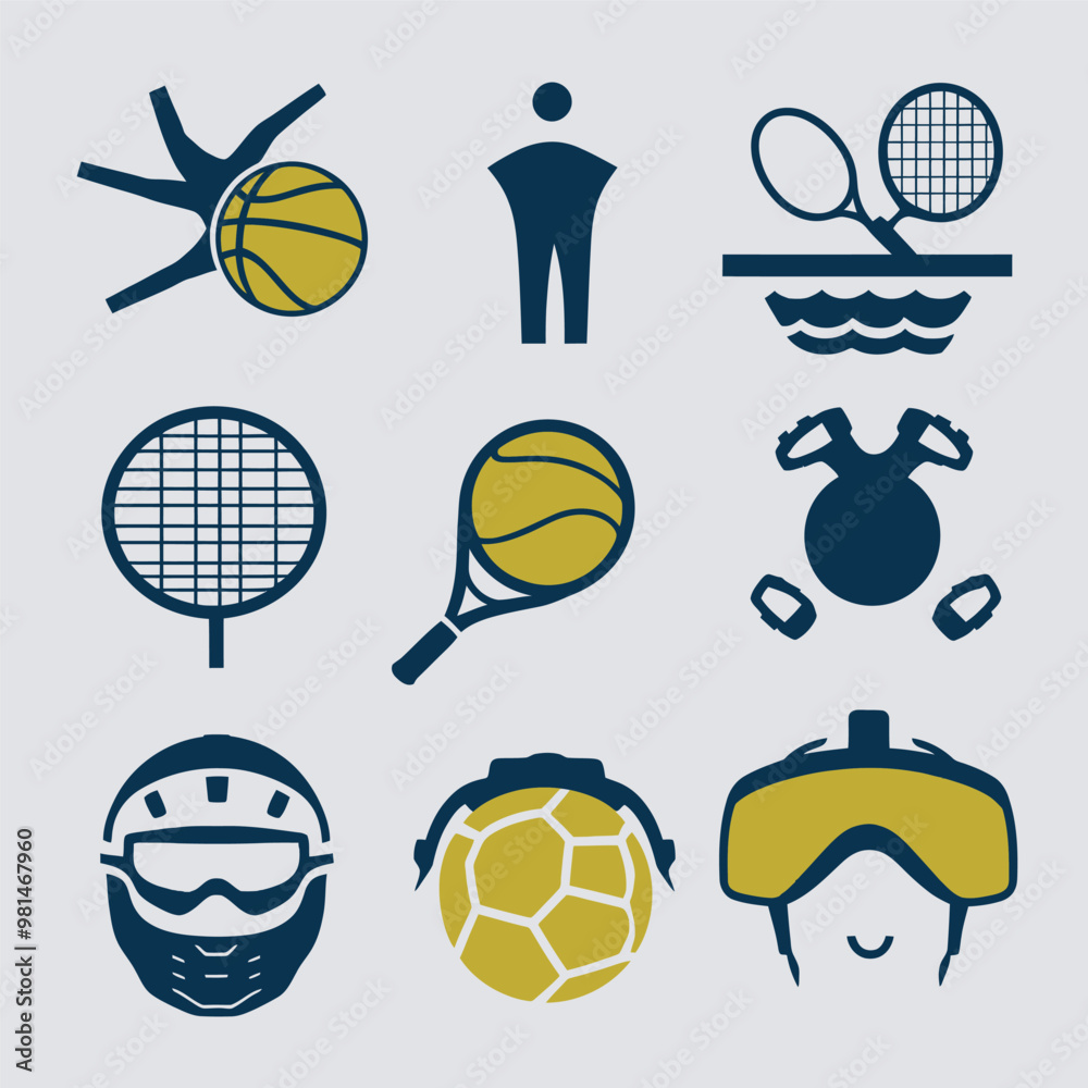 Sports Tools Graphics vector illustration hires with eps collection for sport equipment tools ...
