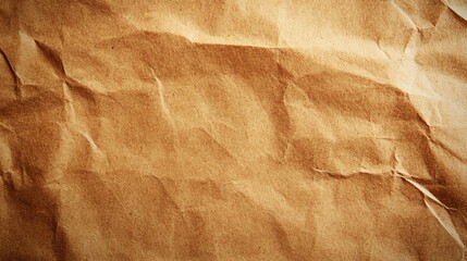 Wall Mural - Crumpled brown paper texture with visible fibers and slight vignette.