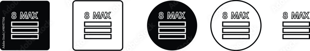 Max Stack Measure. Sign Maximum Stack Icon. 8 Grades. Storage Rule Symbol for Goods Vector flat ...