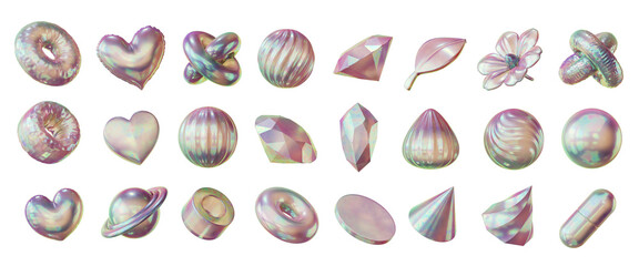 Poster - Colorful holographic element set pack isolated background 3d rendering