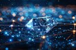 © neirfy - sparkling diamond amidst a network of connected blue nodes, symbolizing precious data