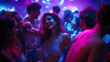 © New Robot - Vibrant Nightlife: Young Men and Women Partying Under Blue and Pink Club Lights