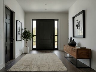 Wall Mural - Minimalist entryway with a clean, modern look.