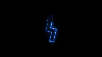 Wall Mural - Neon arrow icon animation direction right concept 4k video. Glowing arrow sign background.
