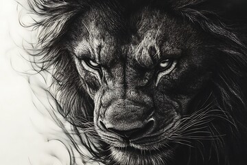 Canvas Print - lion head close up