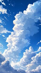 White Puffy Clouds Against a Bright Blue Sky.