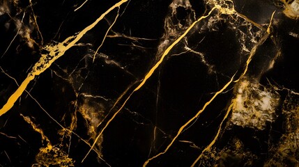 Poster - Close-up of black marble with gold veins.