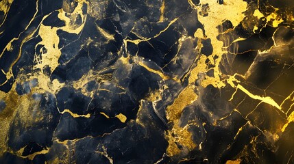 Poster - Abstract black and gold marble texture.
