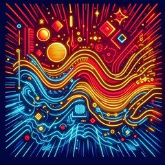 Wall Mural - Neon Circuitry
