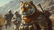 © Jakkarin - Majestic Tiger Commander Leading Elite Soldiers through Awe-Inspiring Terrain in Military Gear