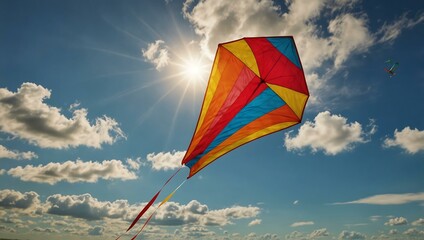 Wall Mural - National Kite Flying Day with a sunny sky background