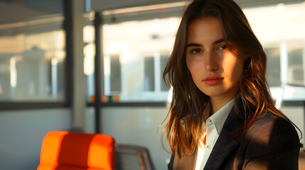 Portrait of a young business woman in an office