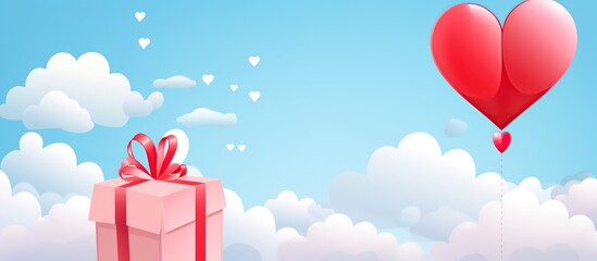 Heart Balloon and Gift Box in the Sky