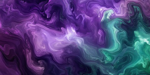 Poster - This mesmerizing abstract swirl pattern features purple and green hues, ideal for various backgrounds and designs