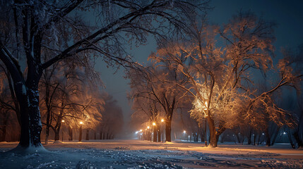 Canvas Print - lighting trees in the night