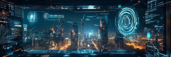 Poster - A breathtakingly stunning view of a vibrant, neonlit city filled with advanced technological and dynamic elements