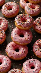 Sticker - Pink donuts with sprinkles.