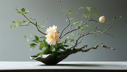 Poster - Elegant flower arrangement, feel the serene beauty of plants.