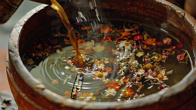 Close up photo of ayurveda decoction making process