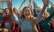 © Art_You - A joyful group of friends having fun on a roller coaster ride at an amusement park on a sunny day