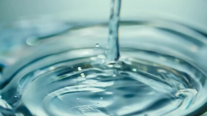 Poster - Blue water drop drips on the surface with splash and ripples