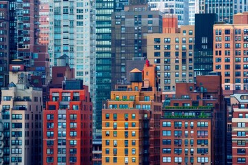 Poster - overlooking a city with diverse architecture from atop a skyscraper, the diversity of architectural 