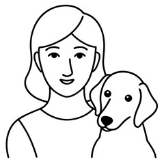 Wall Mural - A woman is holding a dog. The woman is smiling and the dog is looking at the camera