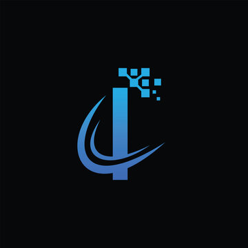 Technology Logo Vector With Letter I