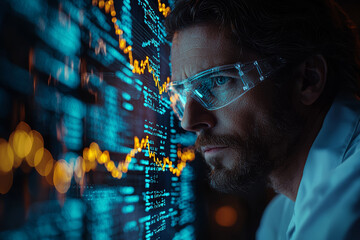 Aufkleber - A scientist analyzing genetic sequences on a digital interface. Concept of modern genomics research.