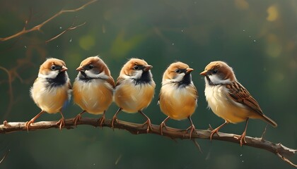 Wall Mural - Charming Harmony of Vibrant Little Birds in Nature