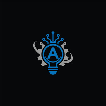 Abstract Technology Logo With Letter A