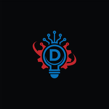 Abstract Technology Logo With Letter D