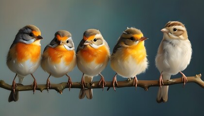 Wall Mural - Charming Harmony of Vibrant Little Birds in Nature