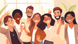 © Mahemud - Smile, selfie, and group of business people in office taking pictures for social media. Diversity portrait, collaboration, and happy friends, men and women laughing and taking photo for profile