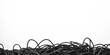 © Edifi 4 - Pile of tangled black cables against a white background, abstract