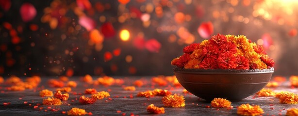 Poster - Bowl of Orange and Red Flowers