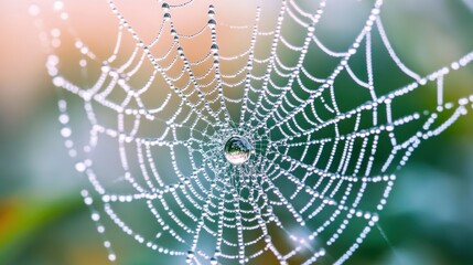 Canvas Print - Dewdrops on a Spider Web