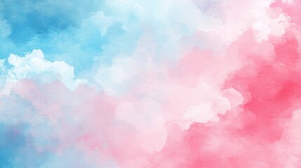 Sticker - watercolor pastel pink with tranquil sky blue transparent background